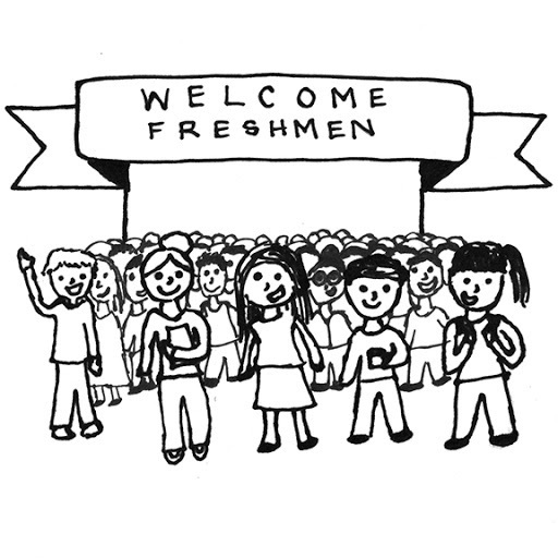 welcome freshmen banner and students