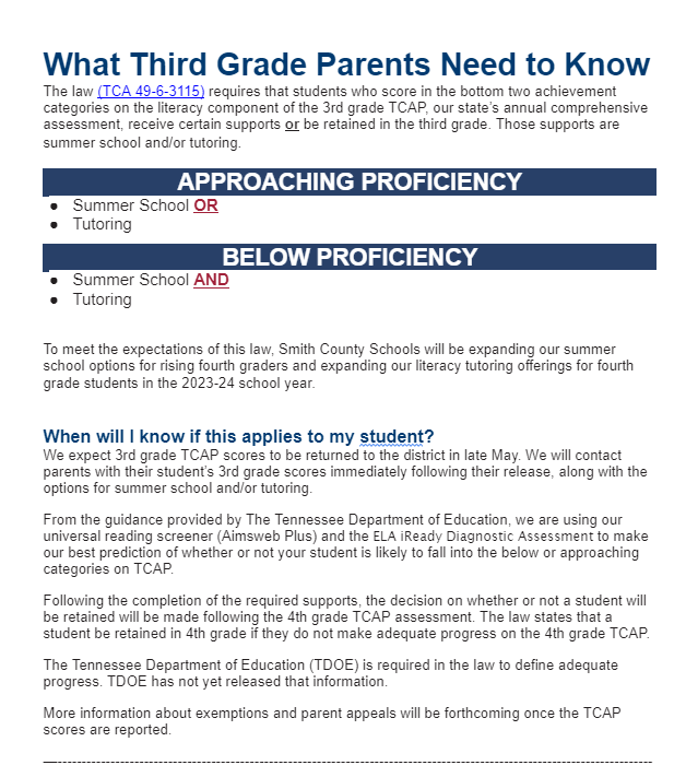3rd Grade Retention Law
