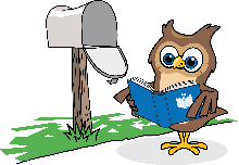 owl at mailbox reading book