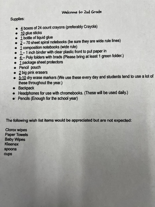 UHS 20232024 School Supply List Union Heights Elementary School